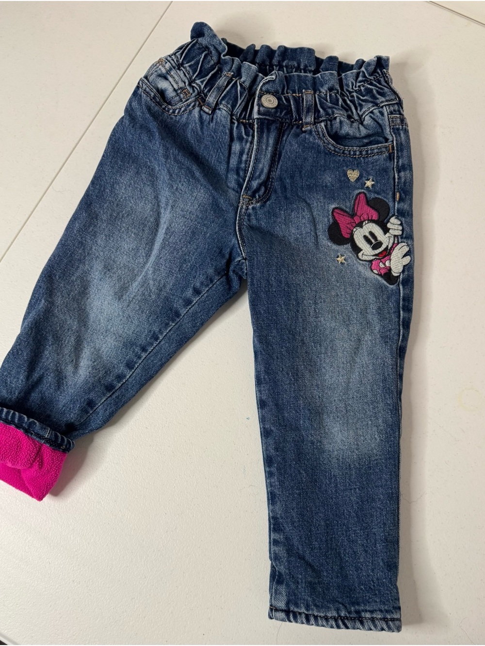 GAP Dark Blue Denim Joggers with Pink Minnie Accent